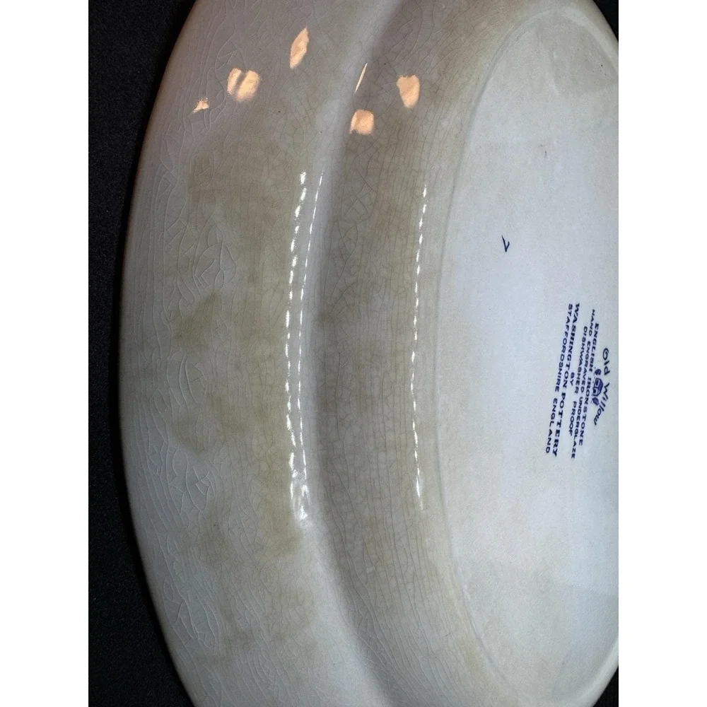 Vintage Old Willow English Ironstone Oval Platter 11 3/8